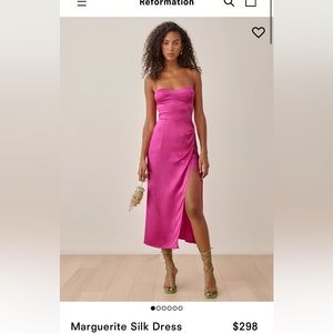 Reformation marguerite silk dress hot pink